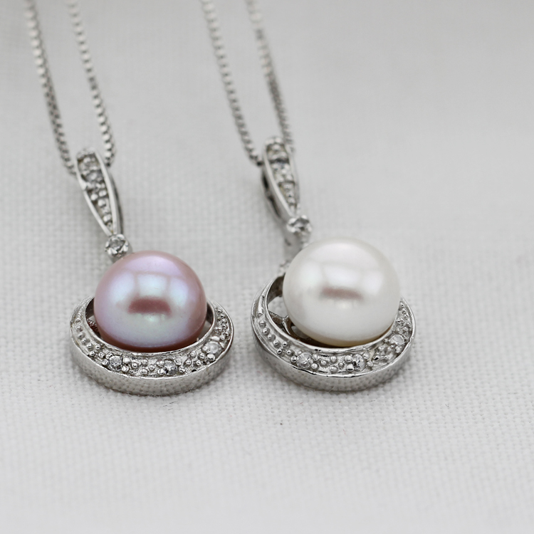 Pearl Pendants Wholesale 9-10mm Button Shape Fashion Natural Freshwater Pearl Pendant