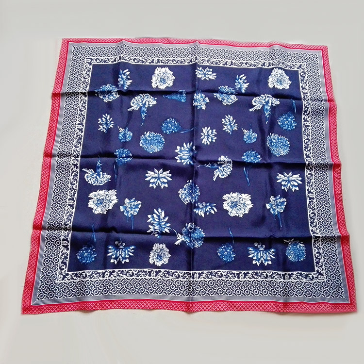 Blue Chinese Wind Twill Silk Scarves Big Squares Scarf