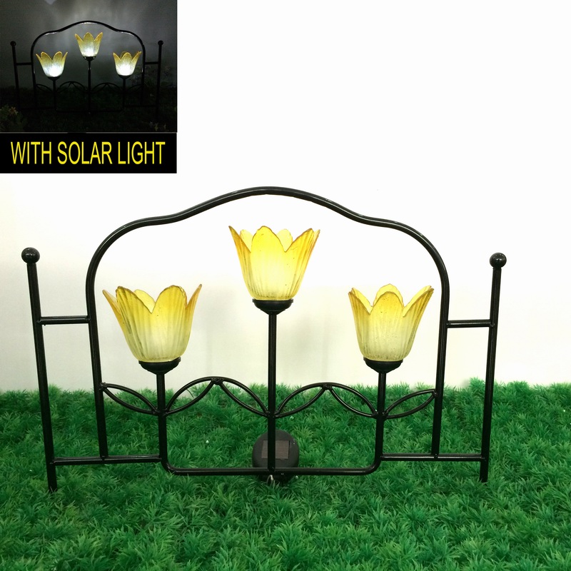 Decorative Metal Garden Decoration Solar Lighted Fence