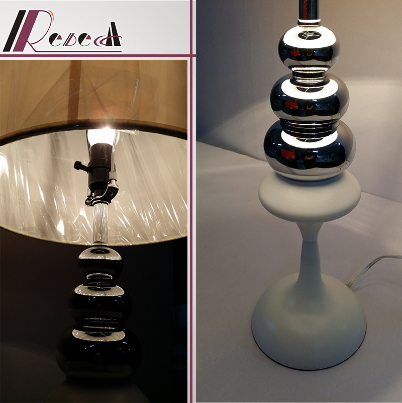 Hotel Decorative Chrome Table Lamp with Fabric Shade