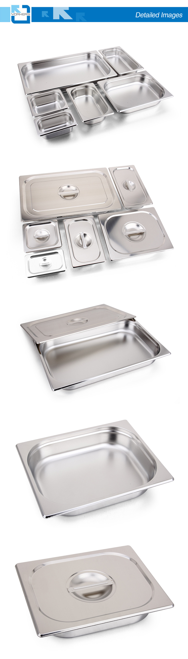 1/1, 1/2, 1/3, 1/4, 1/6, 1/9 Stainless Steel Gastronorm Food Pan Food Container