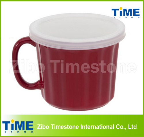 20oz Ceramic Soup Mug with Plastic Lid