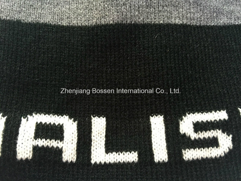 Custom Made Logo Jacquard Winter Black Knitted Beanie Cap