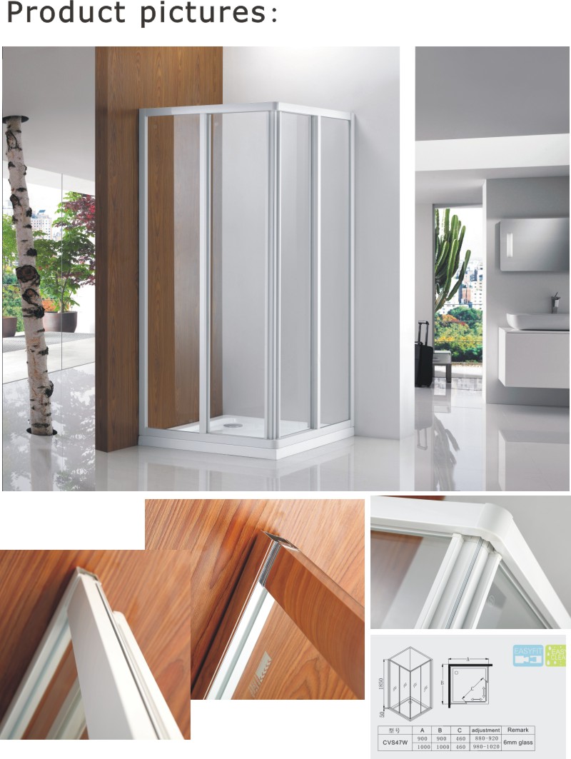 6mm Glass Thickness White Sauna Room/Shower Screen/Shower Enclosure (3-Cvs047-W)