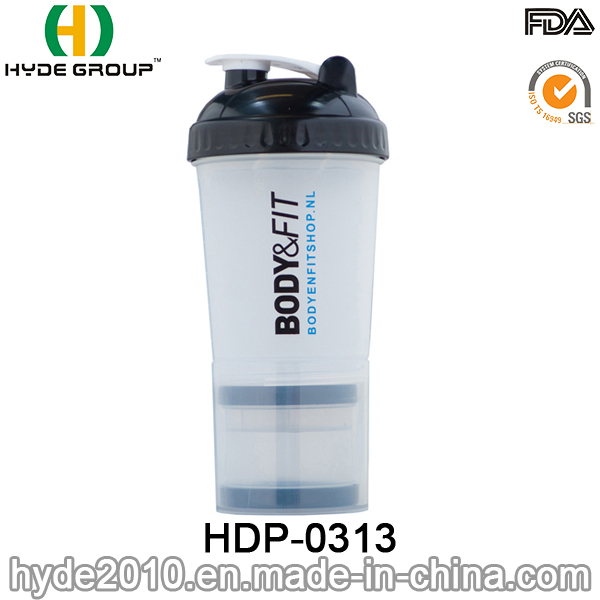 600ml BPA Free Plastic Protein Smart Shaker Bottle (HDP-0313)