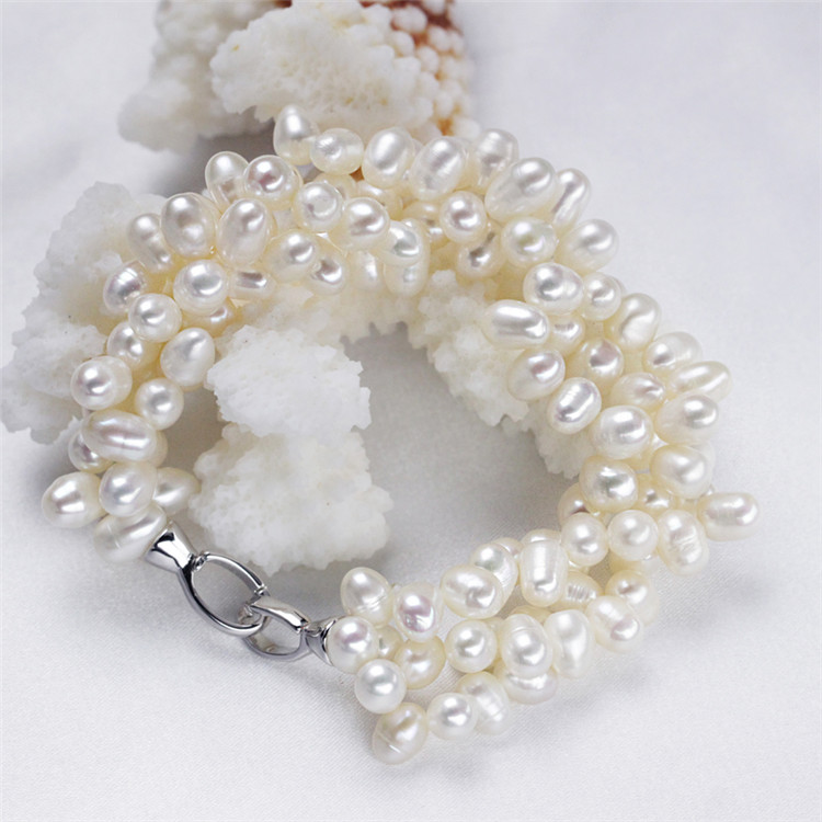 925 Sterling Silver Natural Pearl Bracelet for Sale