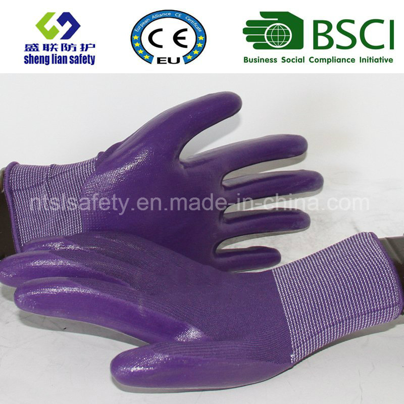 13G Polyester Shell with Nitrile Coated Work Gloves (SL-N108)