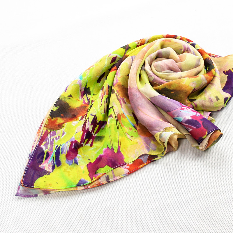 The Factory Custom Yellow Silk Crepe Georgette X-Large Scarf