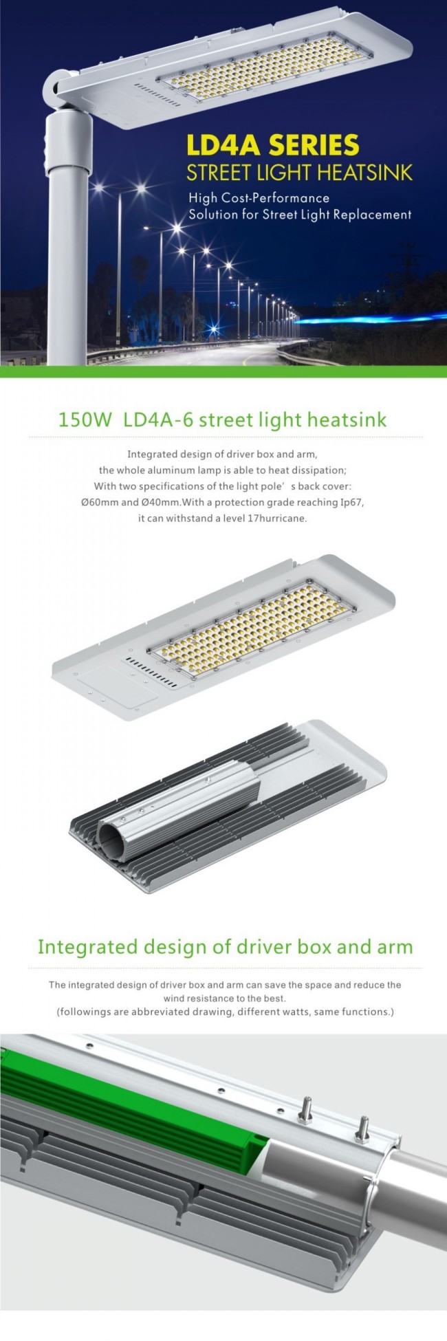 5-Year Warranty 10kv Surge Protection LED Street Lighting 150W Street LED Lighting