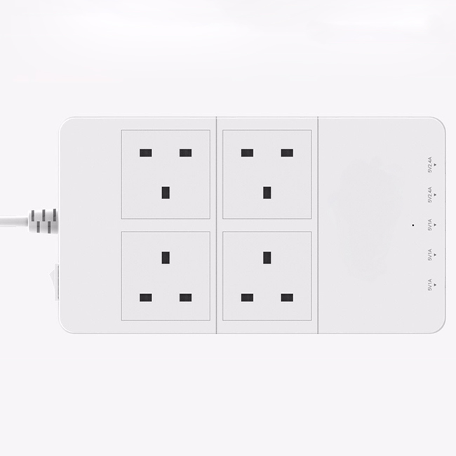 Intelligent Power Stirp EU/Us/UK/Au Plug 4 Outlet with 5 Ports USB Charger