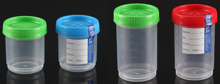 FDA Registered 90ml Specimen Container with Tab Label and Sterility