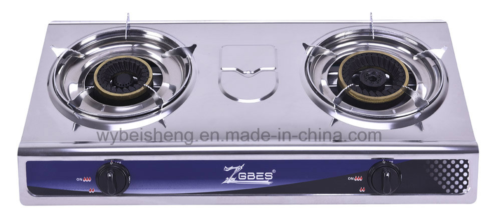 Double Burner Gas Cooker, Popular Stainless Steel Panel