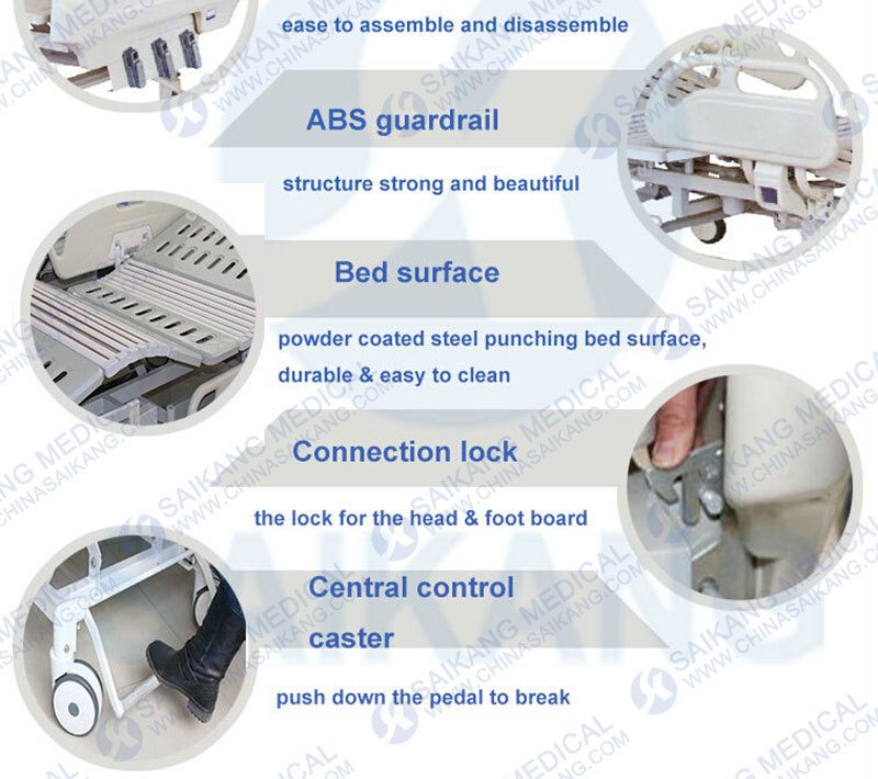 3 Cranks Manual Hospital Bed with ABS Railing (CE/FDA)