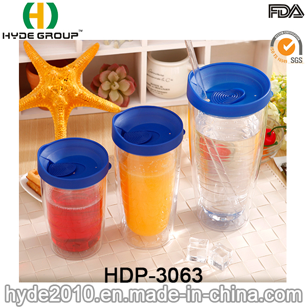 Wholesale 24oz BPA Free Plastic Juice Bottle, Customized Plastic Tumbler with Lid and Straw (HDP-3063)