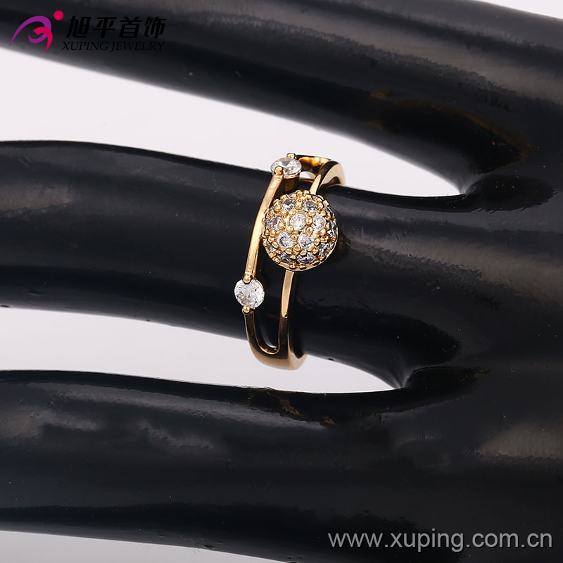 13534 Fashion Women Elegant Zircon 18k Gold-Plated Imitation Jewelry Finger Ring in Copper Alloy