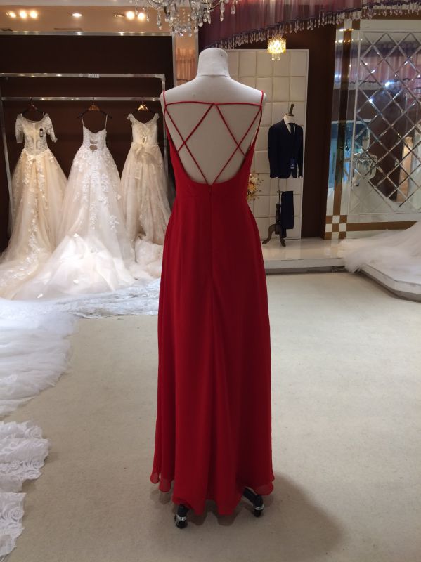 New Arrival 2017 Marriage Red Chiffon Bridesmaid Dresses