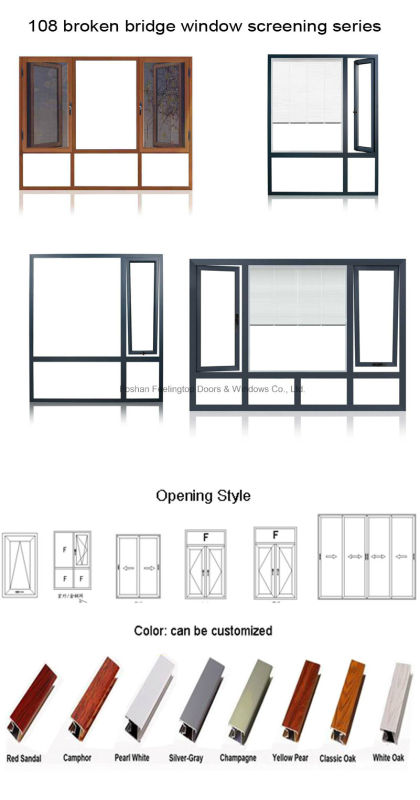 Feelingtop Aluminium Double Glass Casement Fly Screen Window