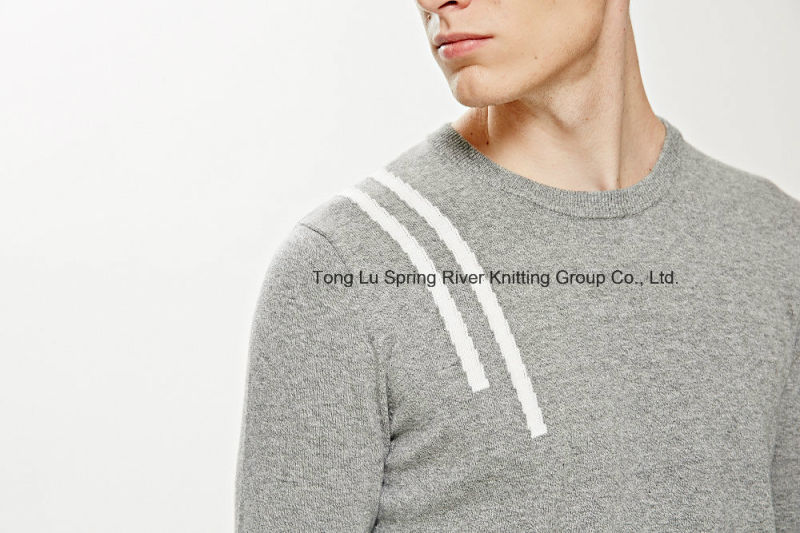 100%Cotton Round Neck Stripe Knit Men Sweater