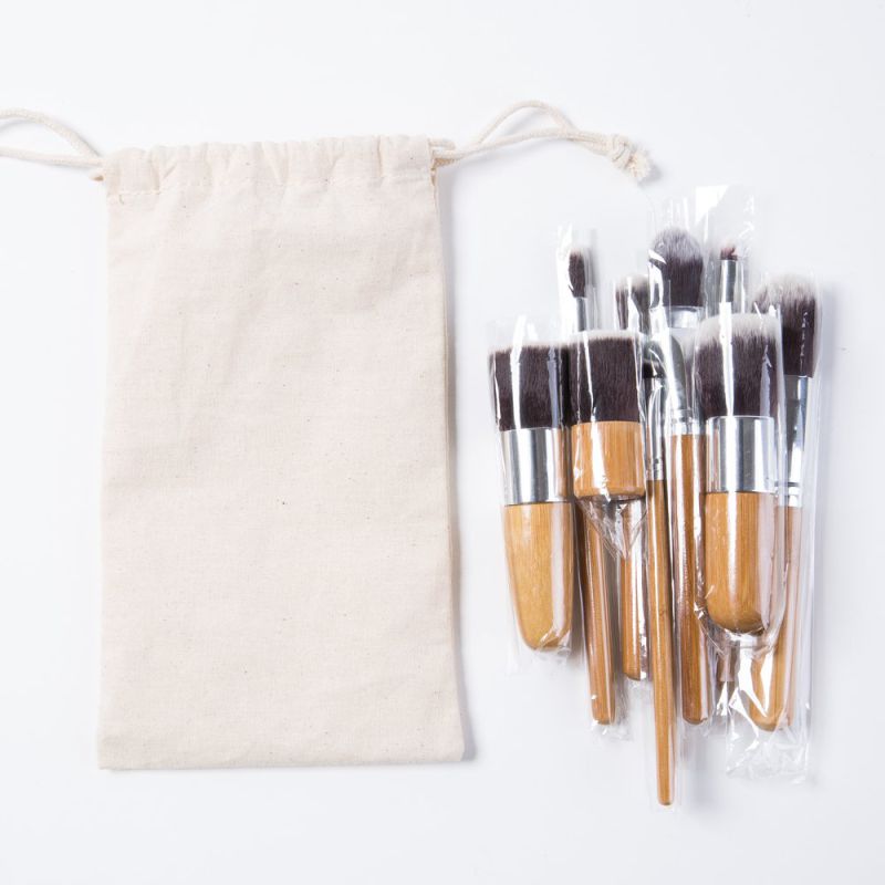 11PCS Professional Makeup Brush Set with Bamboo Handle