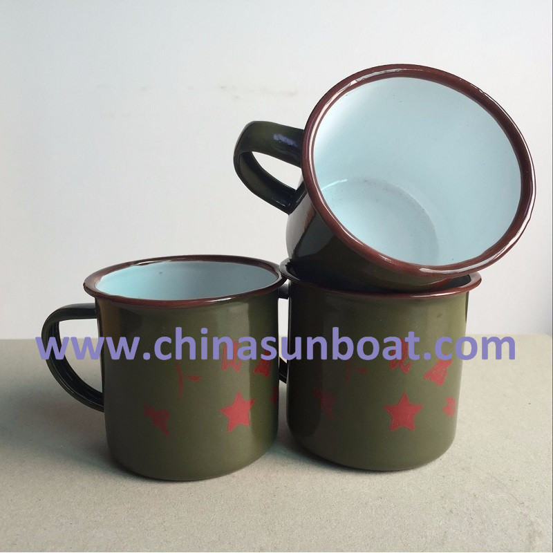 Drinkware Handgrip Metal Enamel Cup Chinese Classic Tableware Nostalgic Tableware