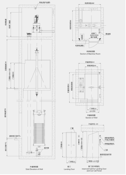 Residential Stretcher Elevator with Hairline Stainless Steel (KJX-DJ01)