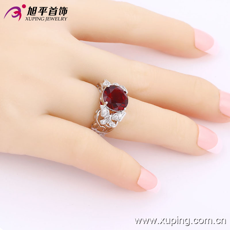Fashion Luxury CZ Crysral Rhodium Jewelry Ring with Butterfly -Plated 13643