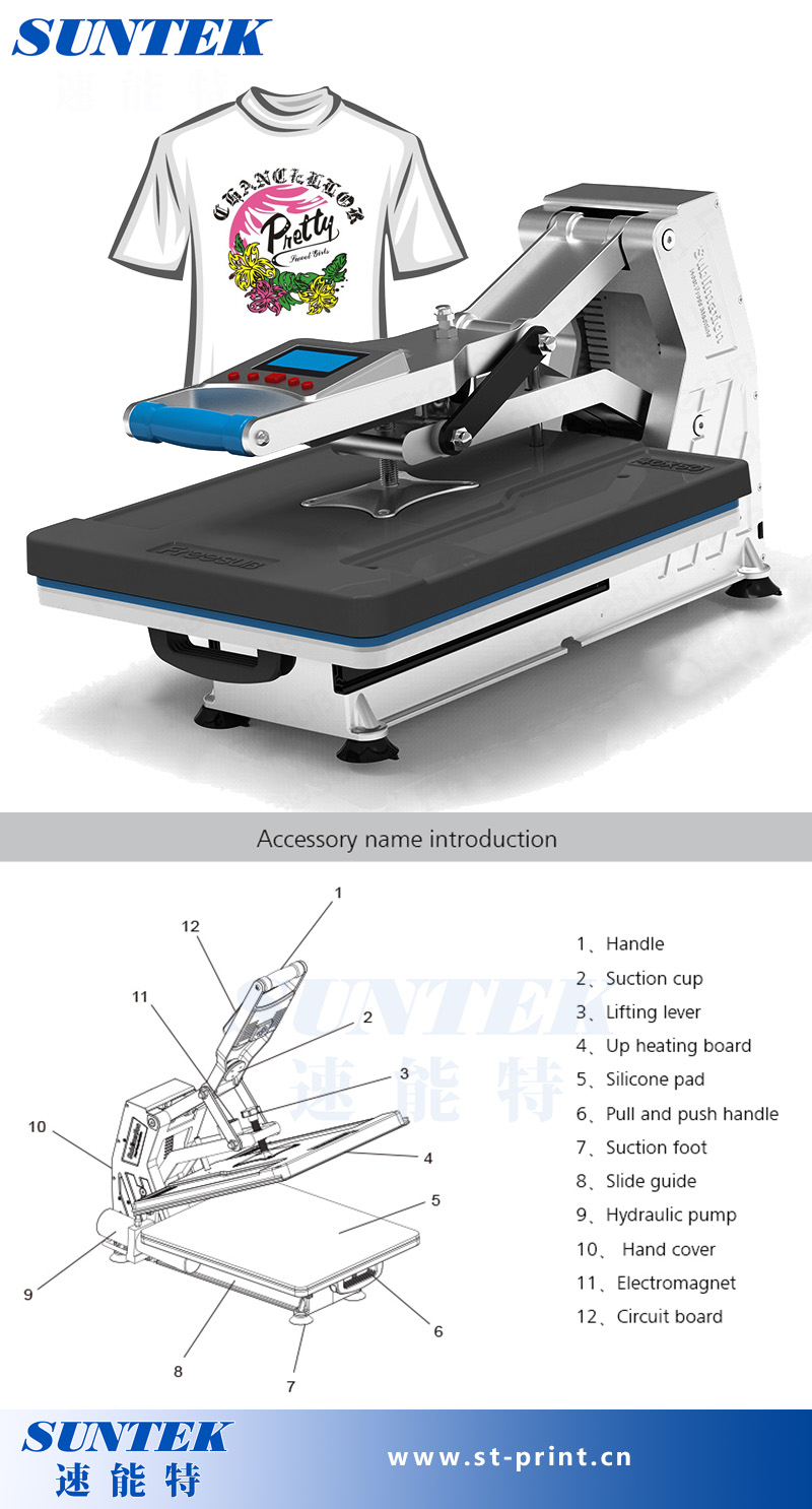 Hydraulic High Pressure Digital Manual T-Shirt Heat Transfer Machine