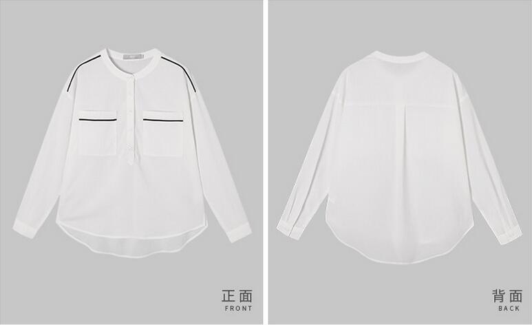 Summer Clean Pure White Round-Neck Women's Shirt