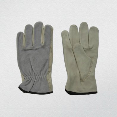 Cow Grain Leather Palm Split Leather Back Driver Work Glove