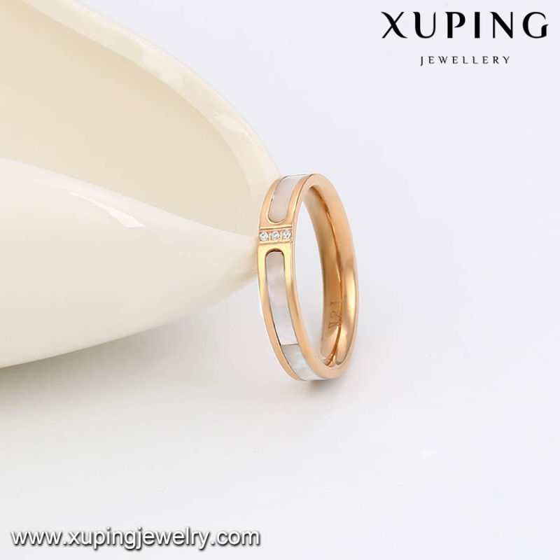 Fashion CZ Glass 18k Gold-Plated Women Imitation Stainless Steel Jewelry Finger Ring -13781