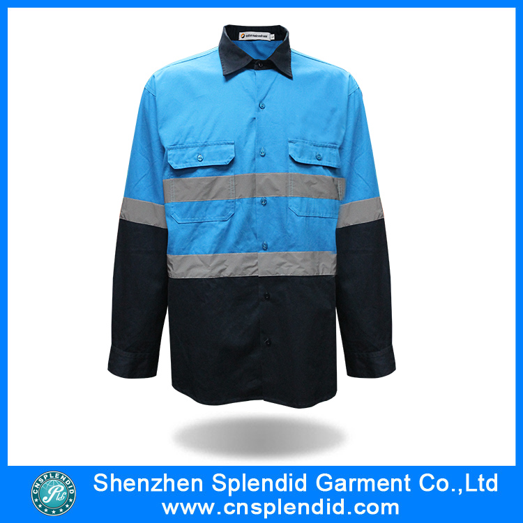 Wholesale Breathable Blue Reflective 100 Cotton Work Shirts