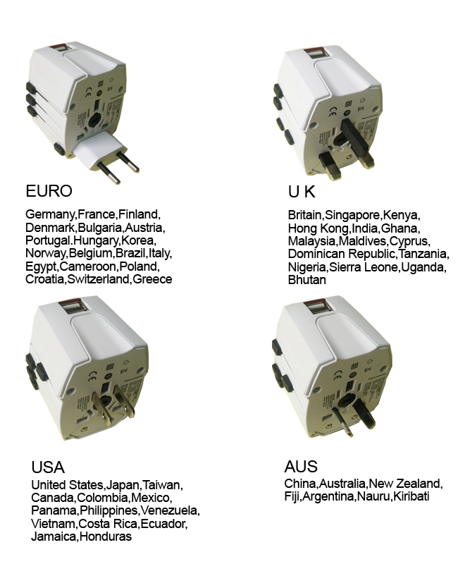 Universal Travel Adapter with USB Gobal Conversion Plug and Socket