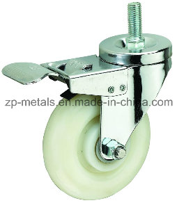 3inch White PP Screw Caster Wheel with Brake