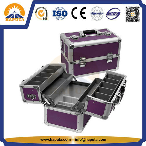 Promotional Aluminum Beauty Cosmetic Case with 4 Tray