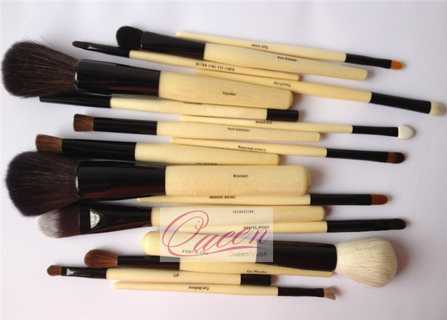 18PCS Natural Hair Black Leather Case Professional Makeup Brush Set