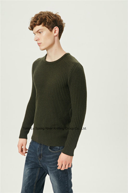 Soft Lambswool Round Neck Knit Men Sweater