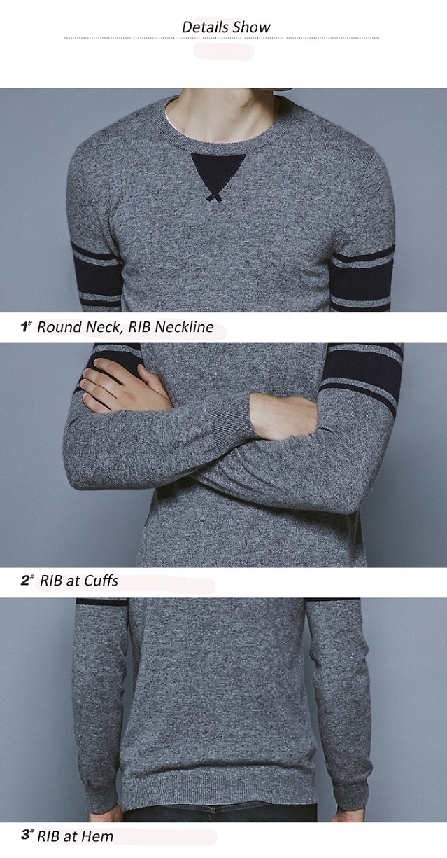 100%Cashmere Long Sleeve Round Neck Knitting Men Sweater