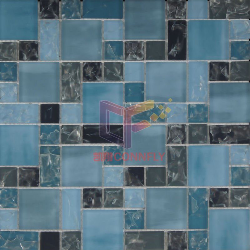 Matt Face Pink with White Cracked Crystal Mosaic (CCM204)