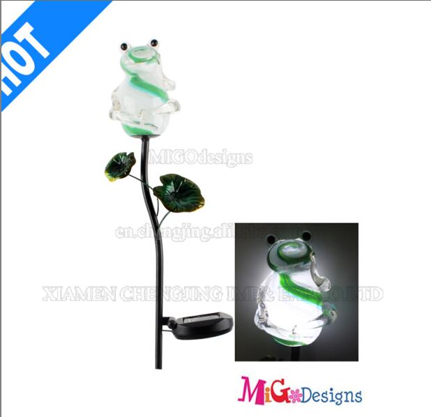 Customed Metal and Glass Solar Frog Lights Stake