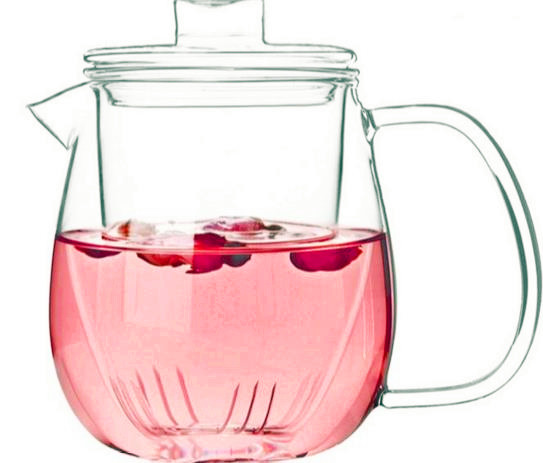 Purely Handwork 600ml Flower& Coffee Glass Tea Pot, Heat Resistant Glass Tea Pots with Filter