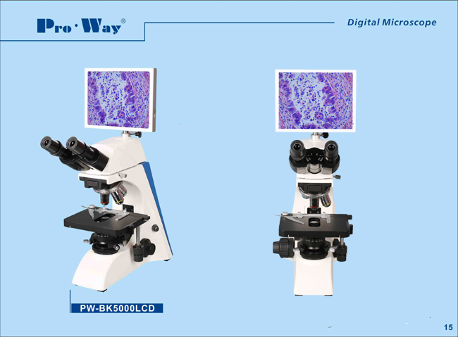 Professional Video Digital LCD Screen Biological Microscope with Software (PW-BK5000LCD)