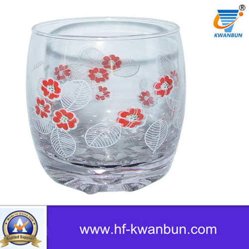 Flower Glass Cup with Decal Juice Cup Kb-Hn0419