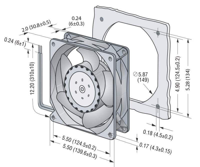 140mmx140mmx51mm Aluminum Housing, Plastic Impeller DC14051 Axial Fan