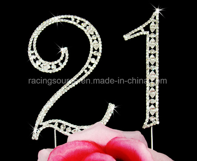 Vintage Rhinestone Number Wedding Cake Topper for Party Cake Decoration