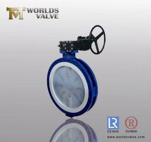 Double Flange PTFE PFA Liner U Type Section Butterfly Valve (D341X-10/16)