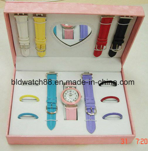 Promotion Japan Movement Watch Gift Set with Changeable Straps and Rings
