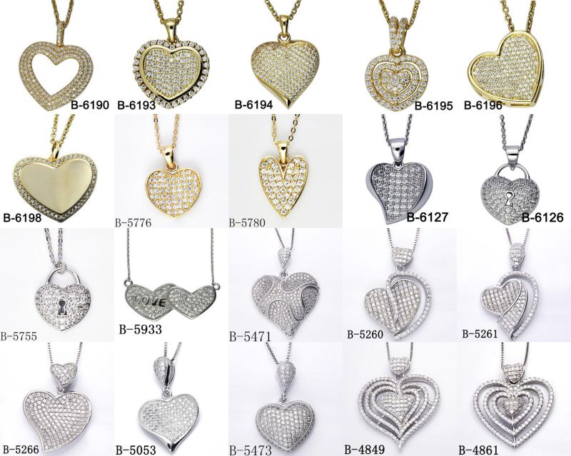 New Design Fashion Jewelry 925 Sterling Silver Pendant with Heart Shape