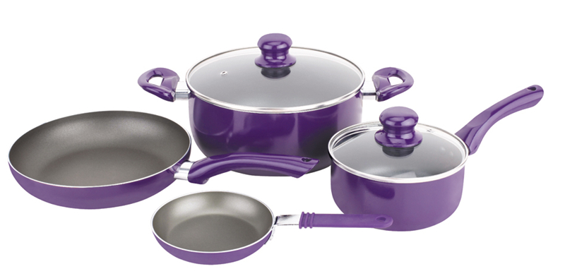 6PCS Purple Aluminum Non-Stick Cookware Set