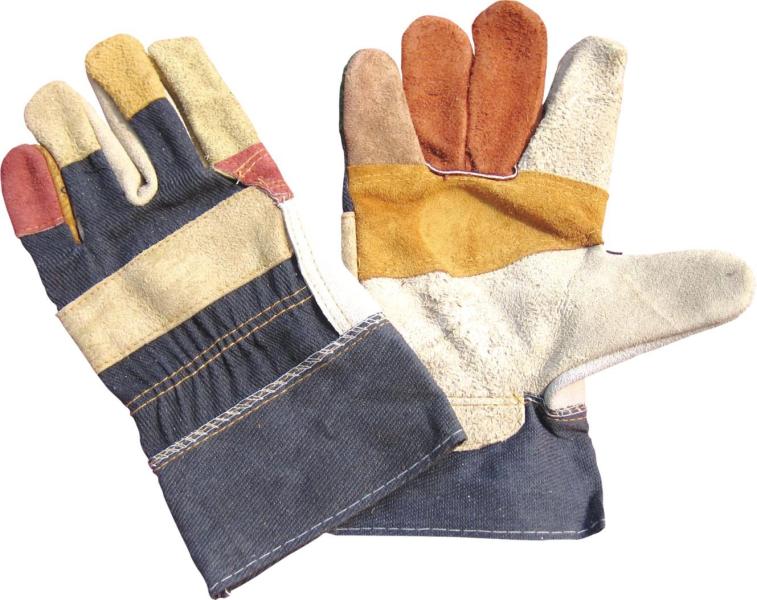 Rainbow Color Reverse Patched Palm and Denim Furniture Glove