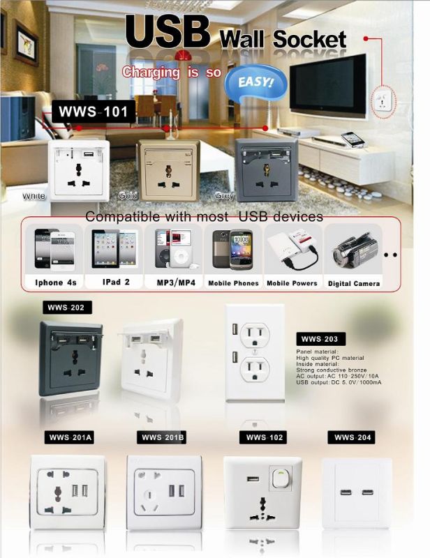 High Quality Hot Sales USB Wall Switches Socket